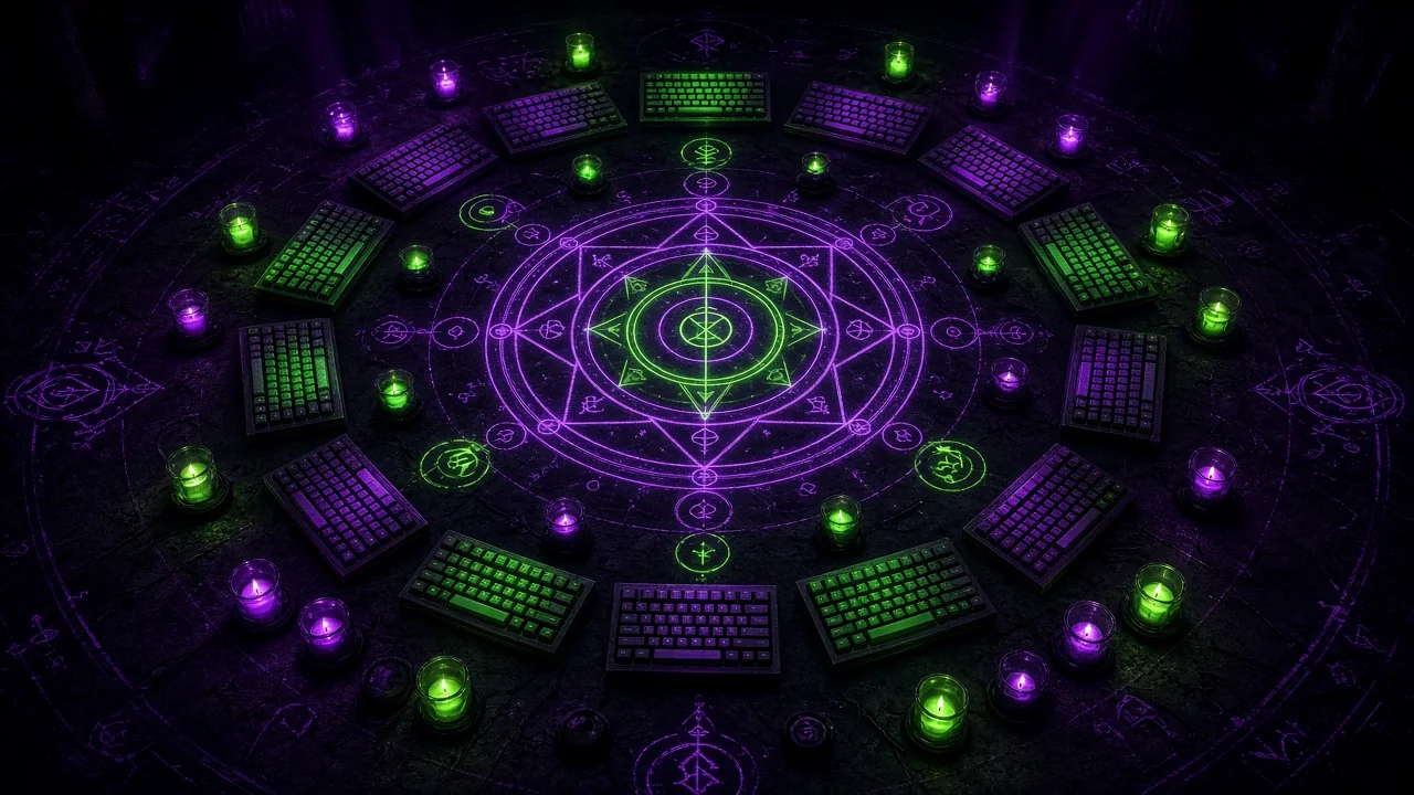 A ritual circle of keyboards