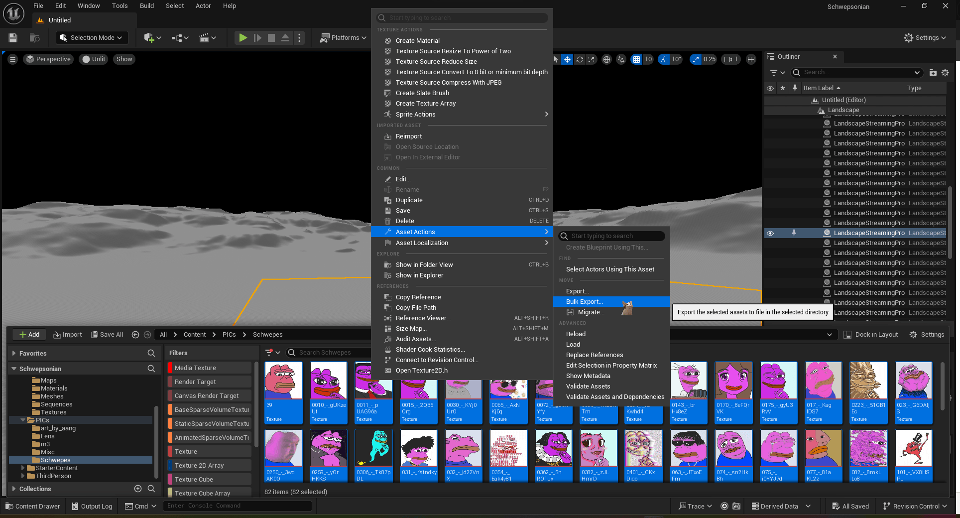 how to bulk exporting textures
